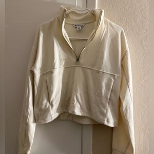 Athleta Cream Seasoft Rib 1/4 Zip Popover
